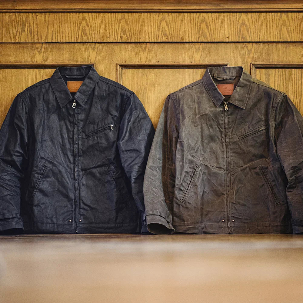 BARPINTON | Vintage-Herrenjacke aus gewachstem Segeltuch - IV-Design mit Reißverschluss und Reverskragen, kurzer Schnitt, schlanke Passform für Frühjahr & Herbst