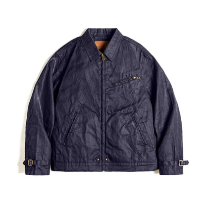 BARPINTON | Vintage-Herrenjacke aus gewachstem Segeltuch - IV-Design mit Reißverschluss und Reverskragen, kurzer Schnitt, schlanke Passform für Frühjahr & Herbst